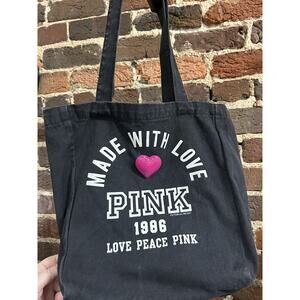 Y2K VICTORIAS SECRET PINK TOTE BAG PINK Bag Shoulder. Made with Love in Black